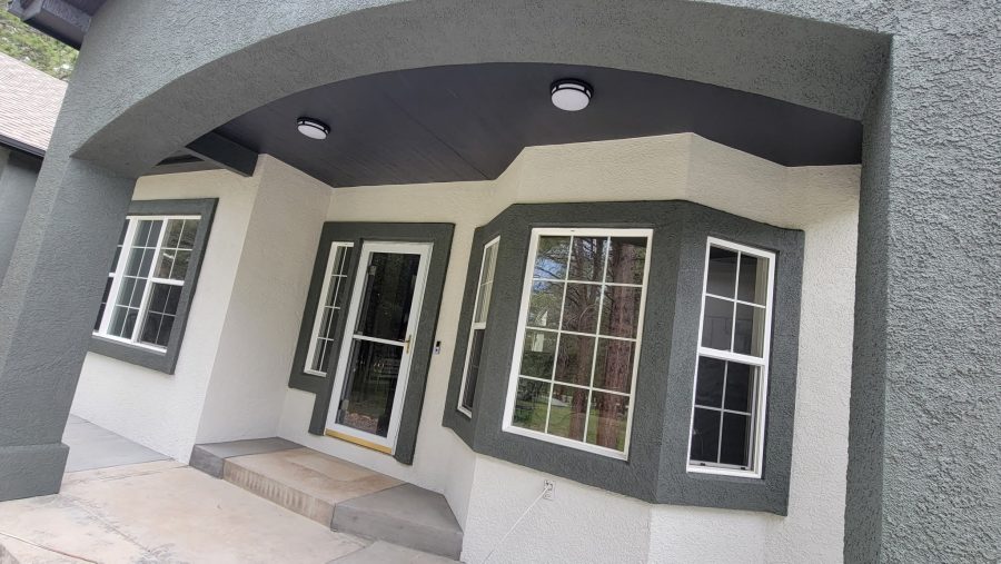 two tone painted stucco covered front porch Preview Image 2
