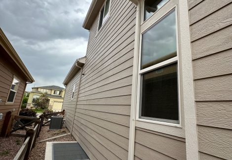 side of house with gravel ground cover