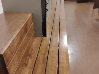 stained wooden bench