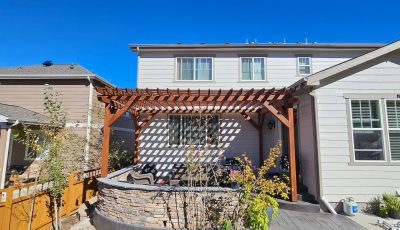 stained wooden pergola