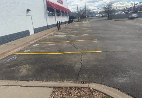 parking lot with fresh striping