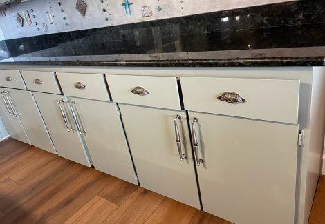 green painted kitchen cabinets