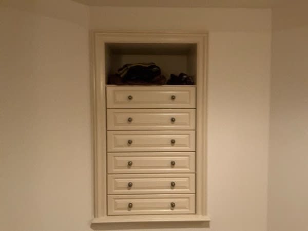 light painted wall with built-in drawers Preview Image 4