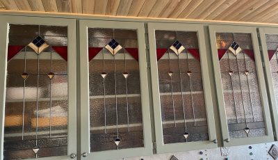 green painted kitchen cabinets