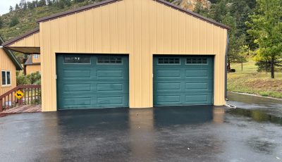 painted detached garage