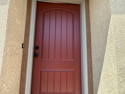 red painted front door
