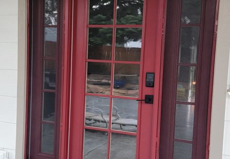 red painted front door