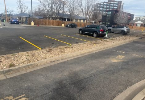 parking lot with fresh striping