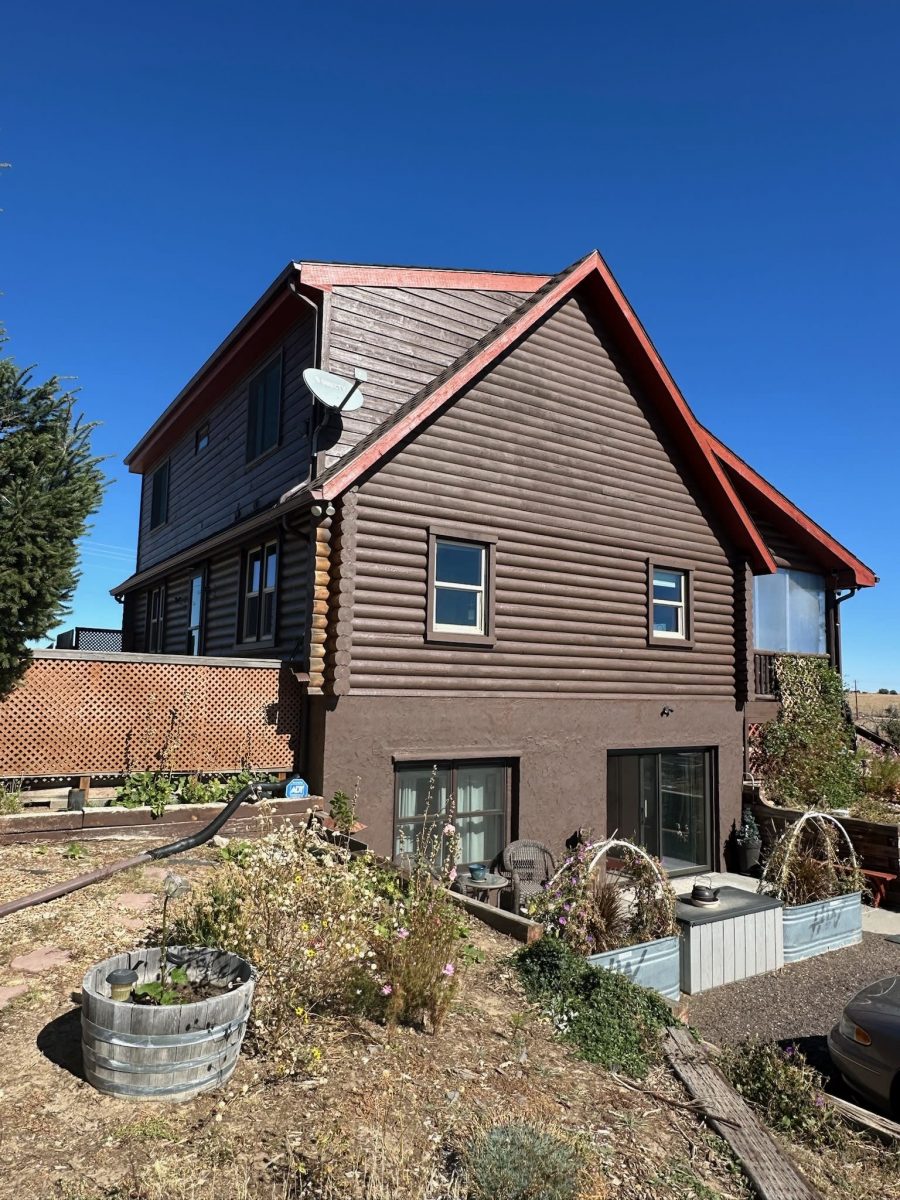 stained log style home exerior