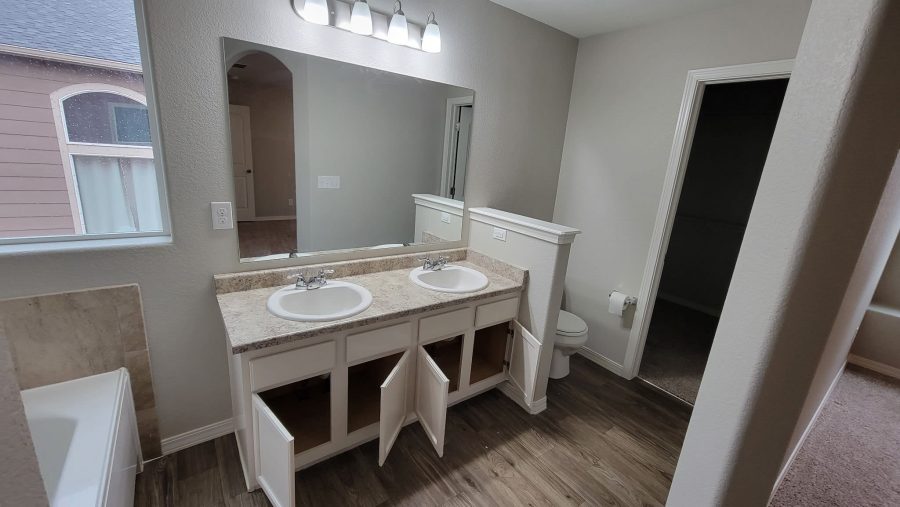 bathroom with double sink vanity