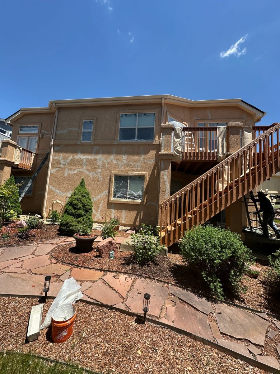rear side of stucco house with patched cracks Preview Image 3