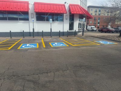 parking lot with fresh striping