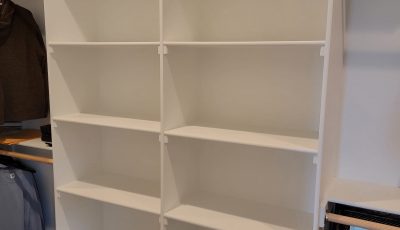 white painted closet shelves