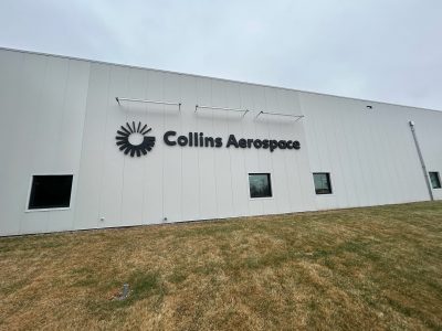 side of aerospace building after painting