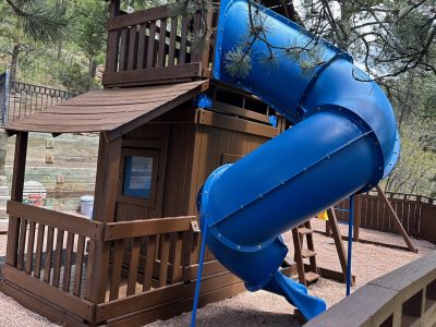 wooden playground structure in park