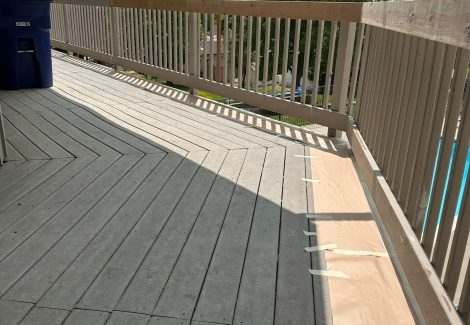 deck railing with replacement wood sections