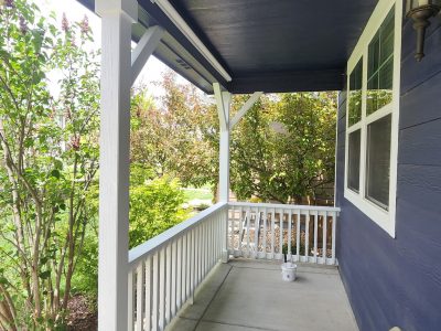 white painted wooden railing