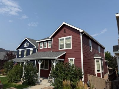 red painted home exterior