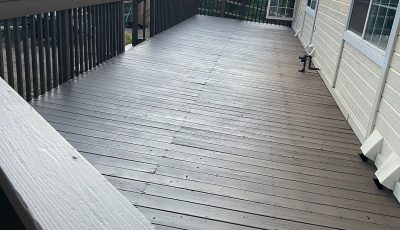 dark stained wooden deck