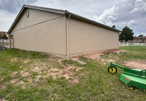rear of repainted barn