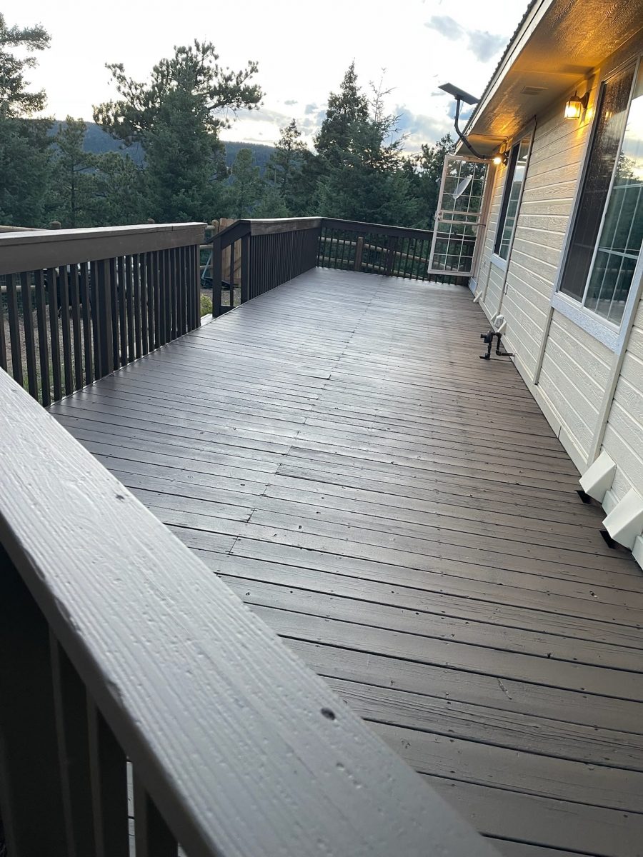 dark stained wooden deck