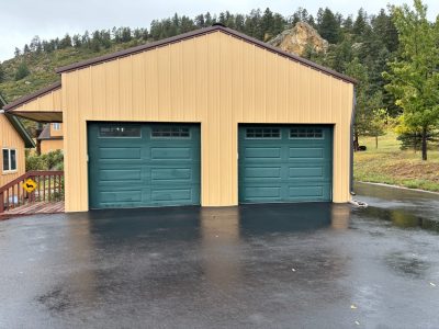 painted detached garage