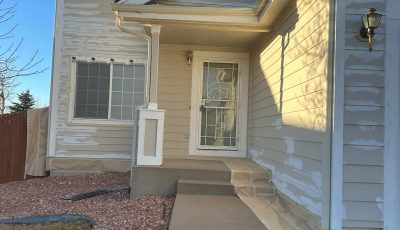 house exterior with primer before repaint