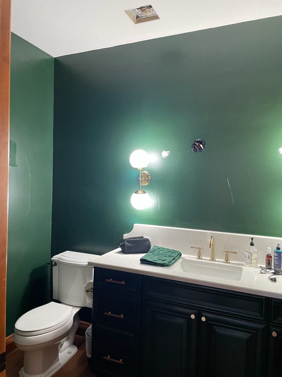 green painted bathroom