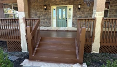 stained front porch