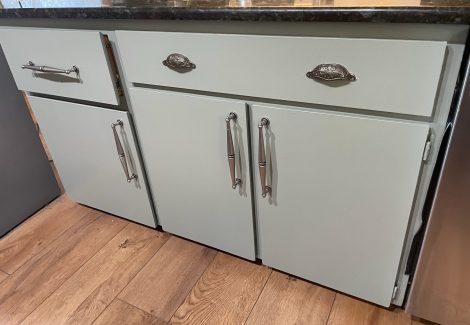 green painted kitchen cabinets