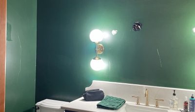 green painted bathroom