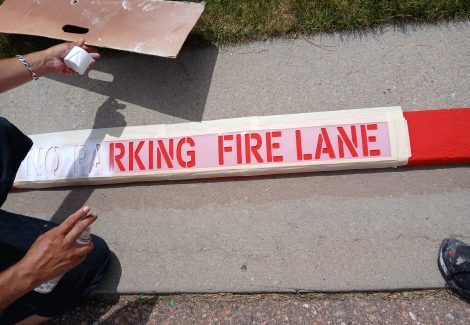 fire lane being painted