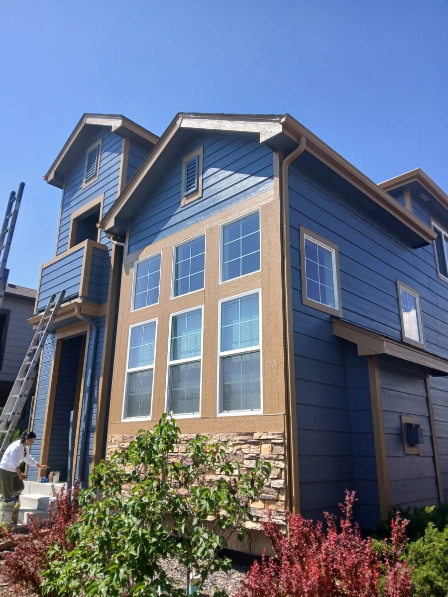 painters with ladders working on outside of home Preview Image 1