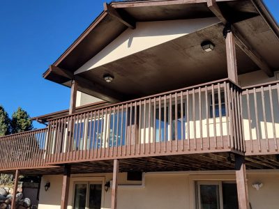 exterior of house with stained deck