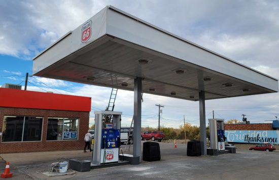 fuel station during repaint