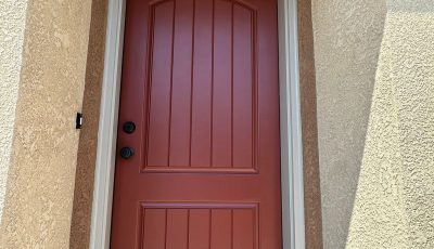 red painted front door