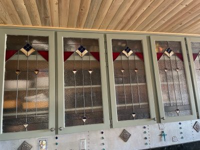 green painted kitchen cabinets