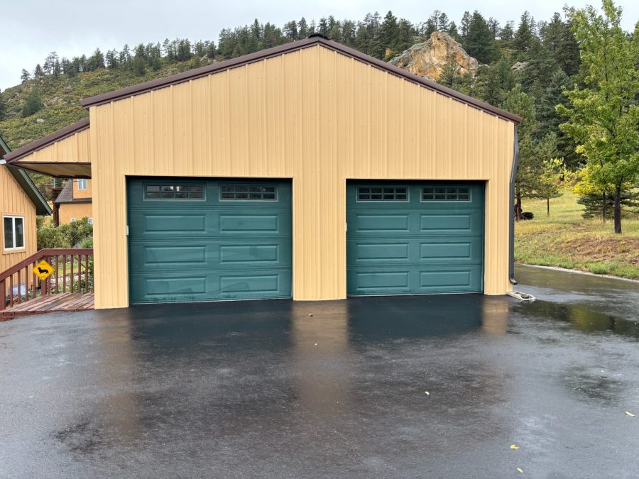 painted detached garage