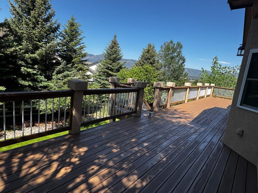stained wooden deck