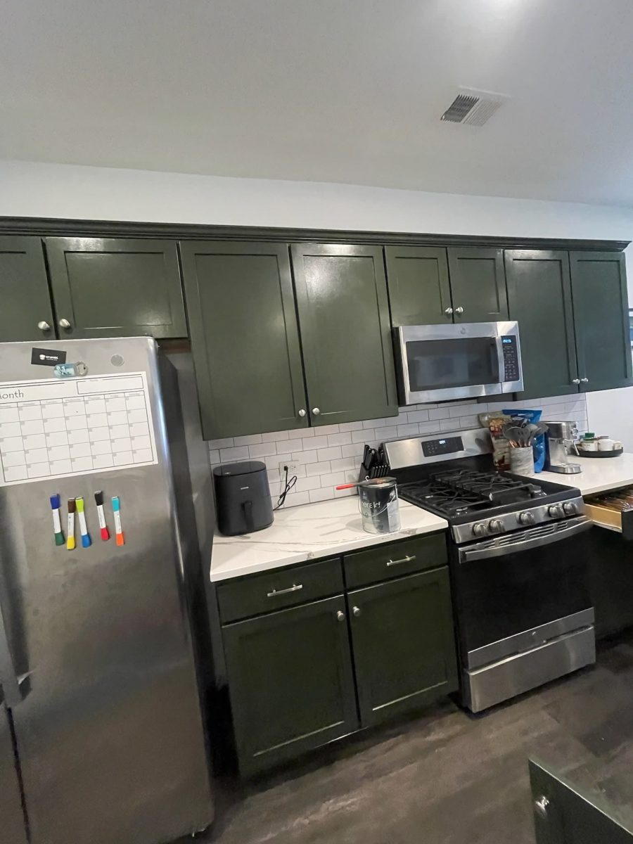 green cabinets