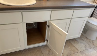 white bathroom cabinet