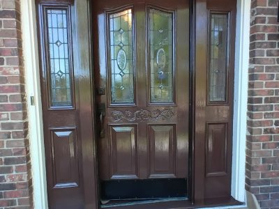 stained front door of house