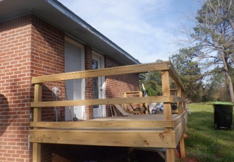 bare wood deck on back of house