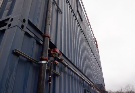worn paint on metal structure
