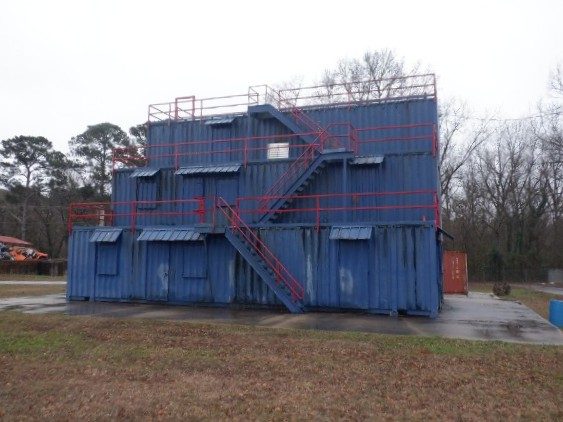 blue painted metal structure with worn paint Preview Image 2