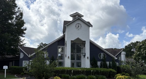 front of A-frame office