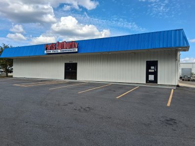 commercial building with repainted exterior