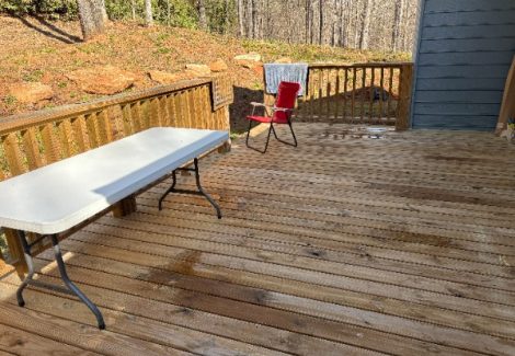 wooden deck with table