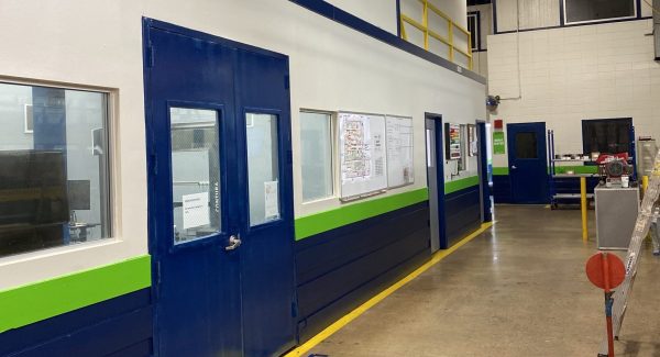 Office Area Painted Blue and Green