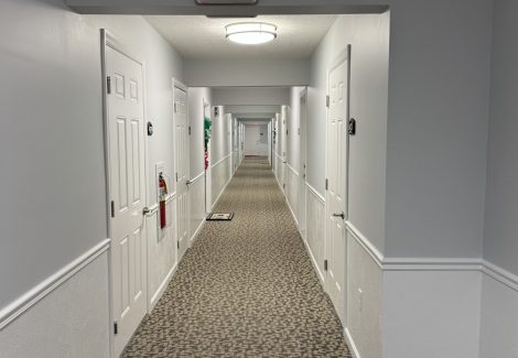 painted apartment hallway